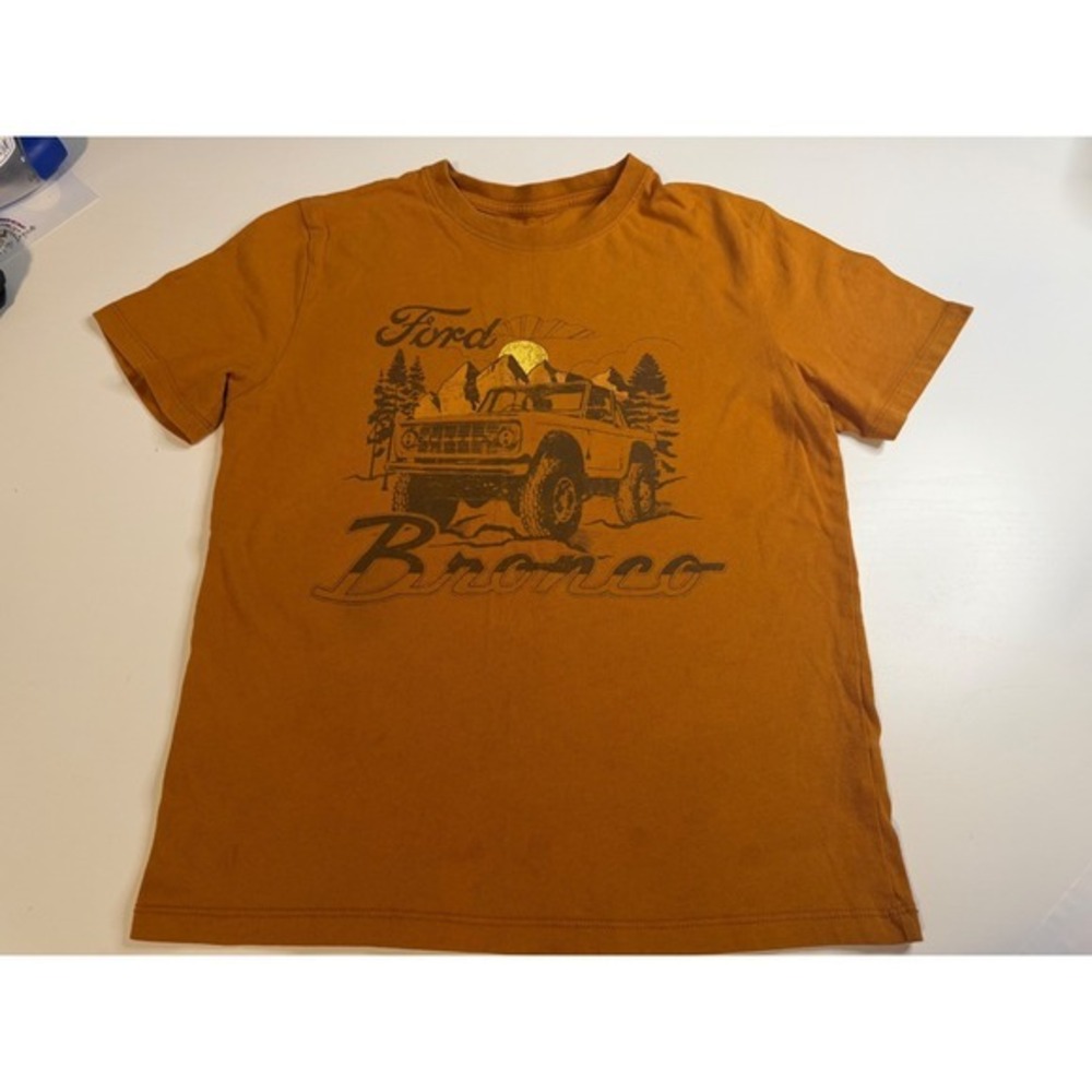 Ford Bronco Graphic Tee Burnt Orange Kids Short Sleeve Shirt Vintage Style